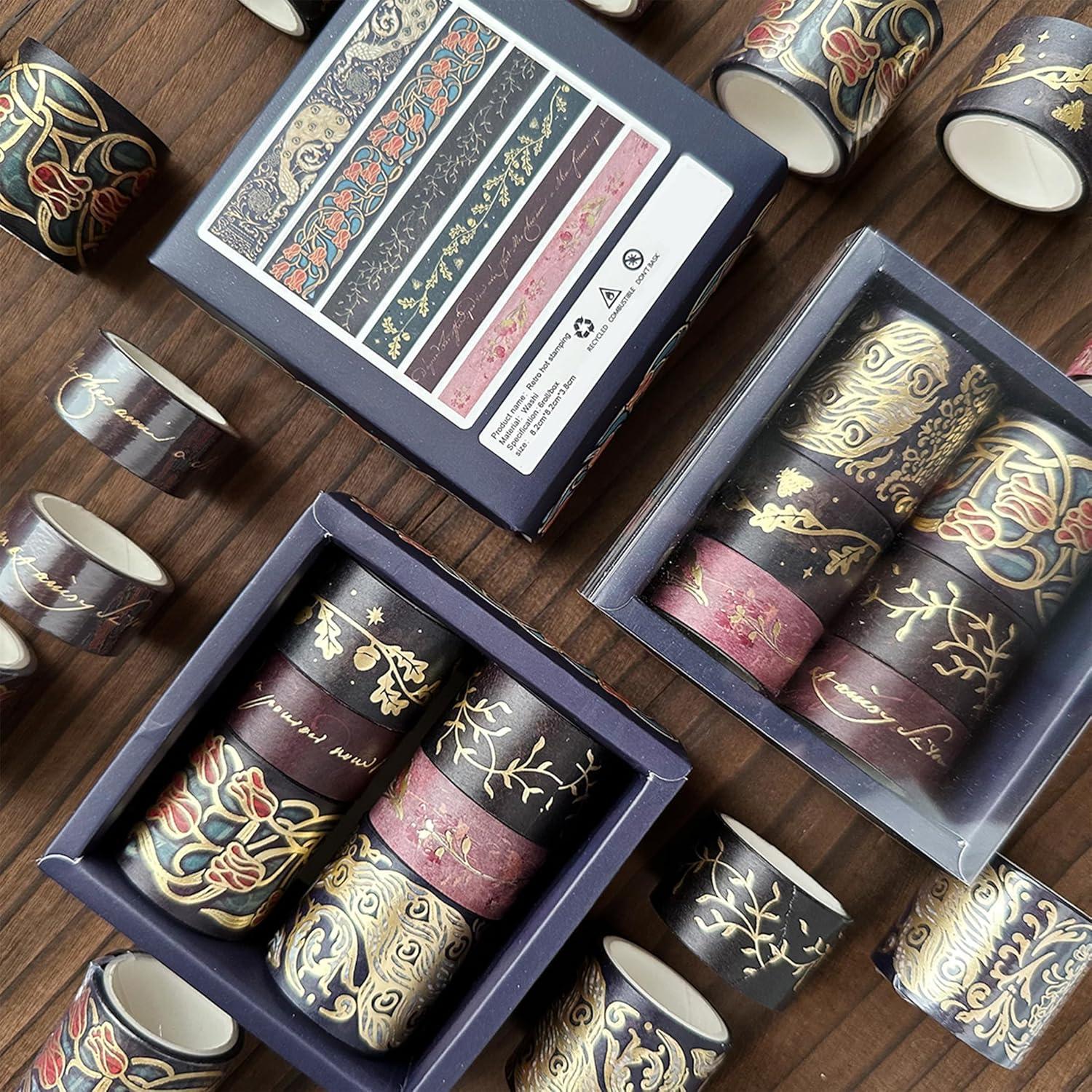 Conjunto de Cinta Washi Vintage YUBX 6 Rollos Decorativa 15-30 mm