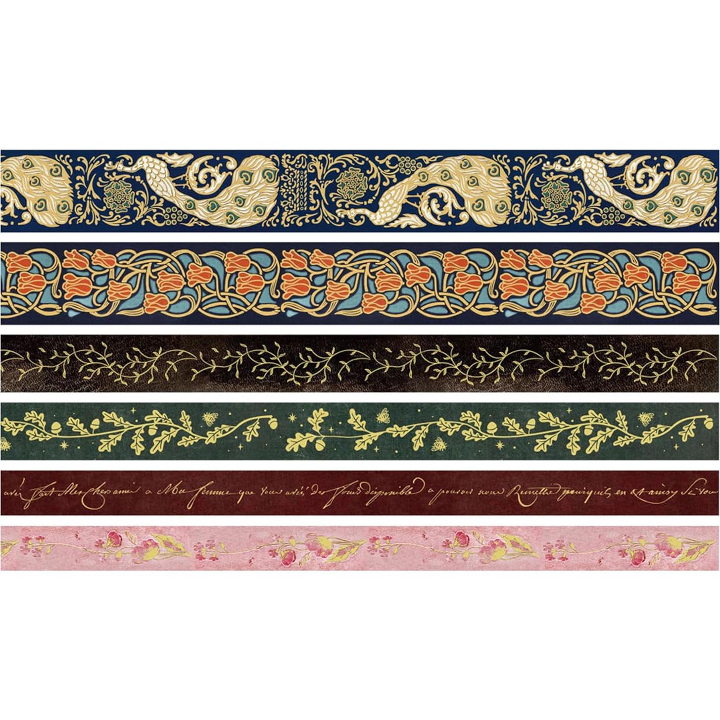 Conjunto de Cinta Washi Vintage YUBX 6 Rollos Decorativa 15-30 mm