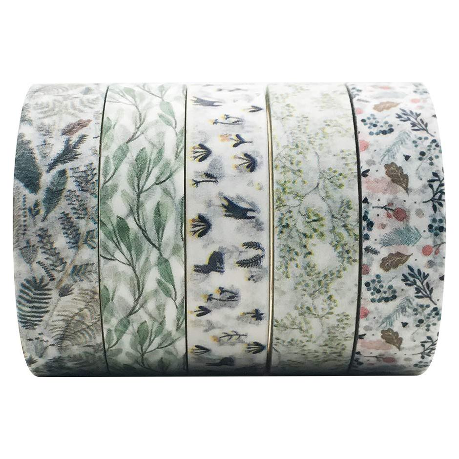 Cinta Washi Floral Vintage EnYan - 5 Rollos 10mm x 3m