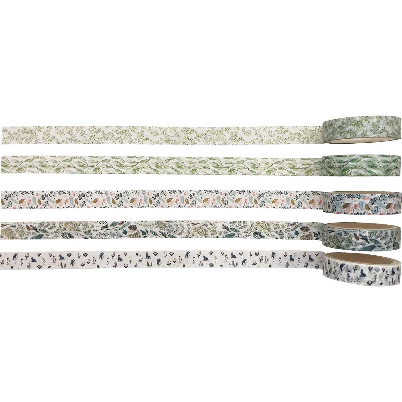 Cinta Washi Floral Vintage EnYan - 5 Rollos 10mm x 3m