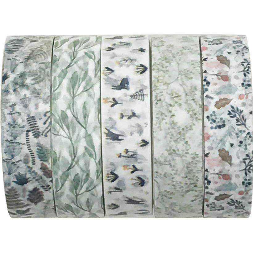 Cinta Washi Floral Vintage EnYan - 5 Rollos 10mm x 3m