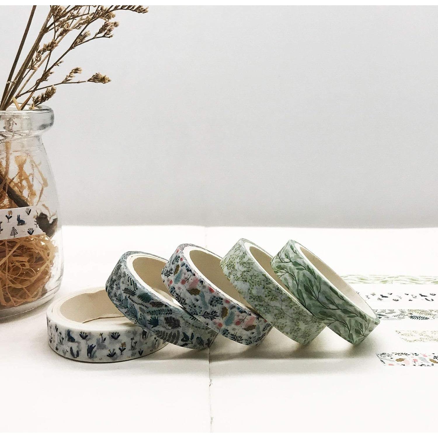 Cinta Washi Floral Vintage EnYan - 5 Rollos 10mm x 3m