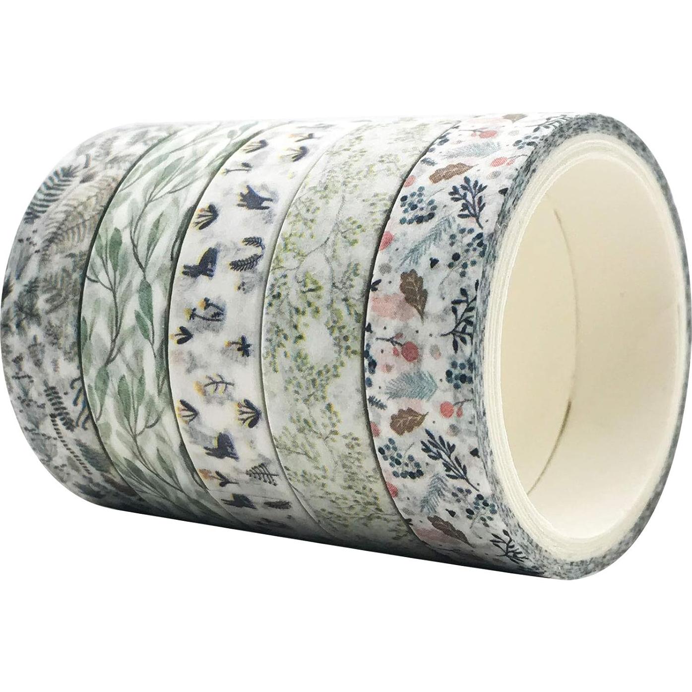 Cinta Washi Floral Vintage EnYan - 5 Rollos 10mm x 3m