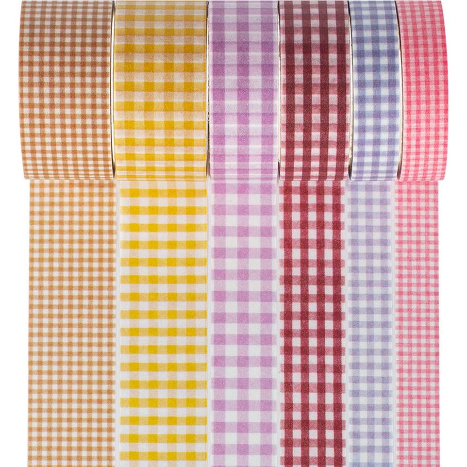 Cinta Washi Yubbaex 6 Rollos Cuadros Básicos 10-20mm