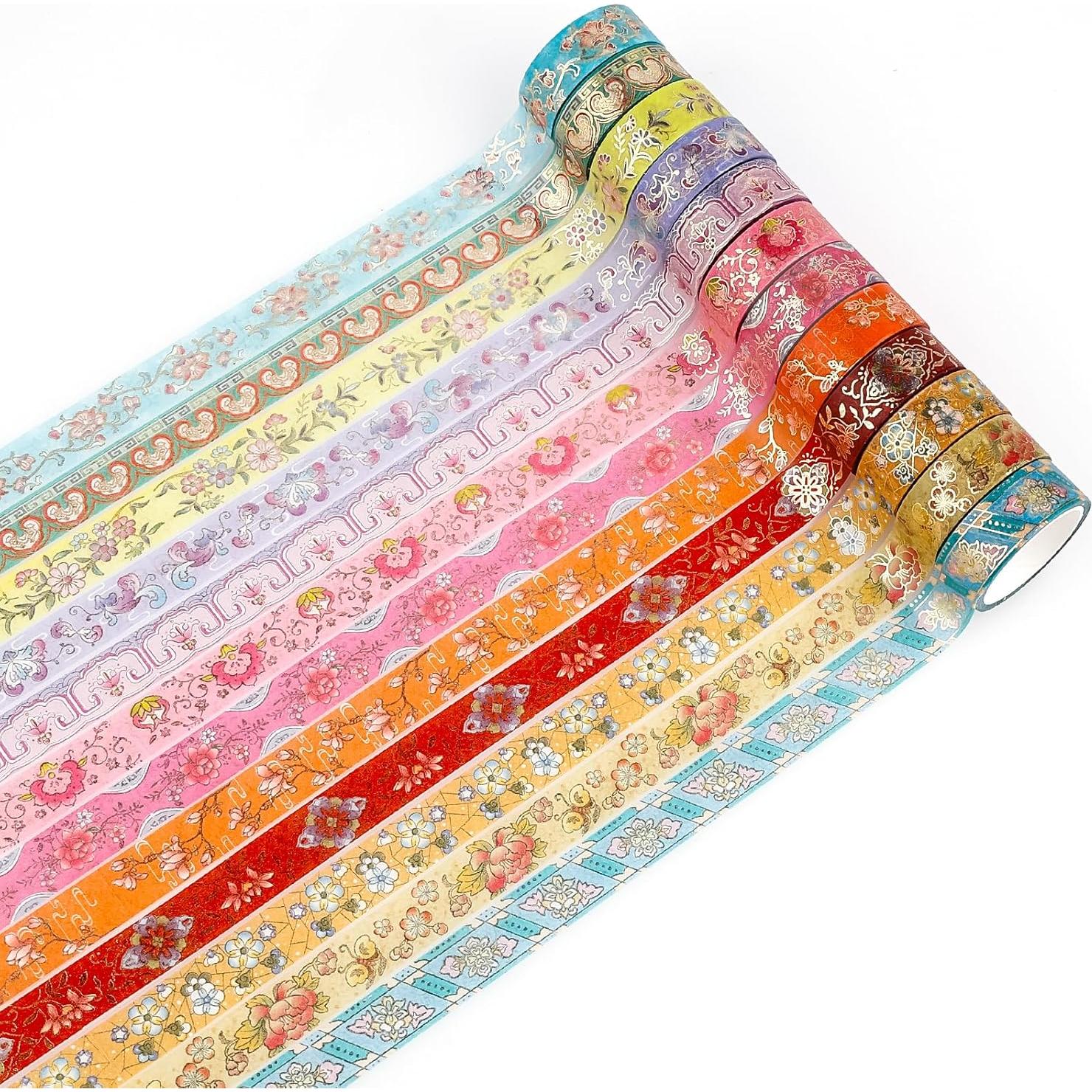 Conjunto de Cinta Washi Lychii 12 Rollos Vintage 5m 15mm