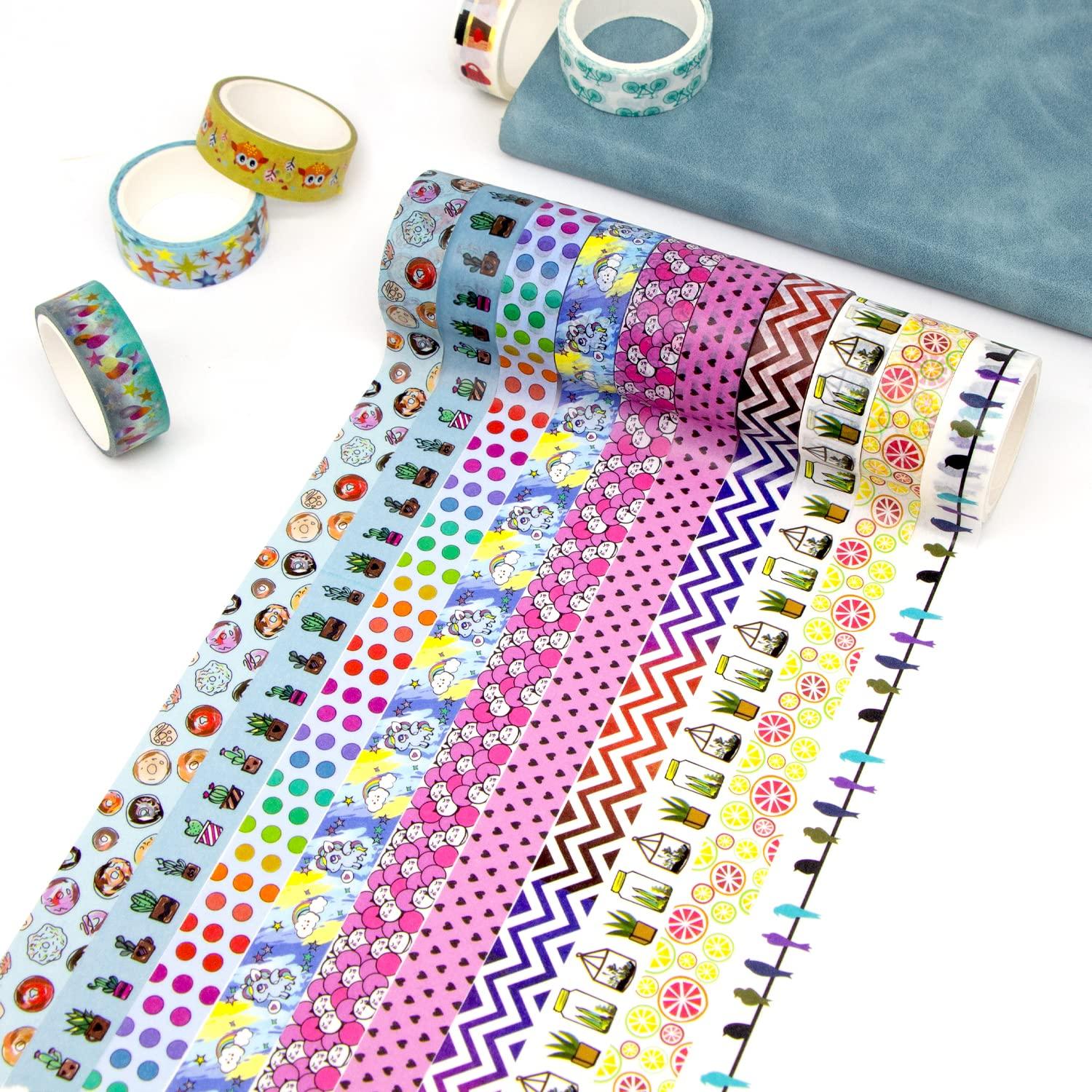 30 Rollos de Cinta Washi AfaTAPE 15mm Multicolor con Foil Dorado