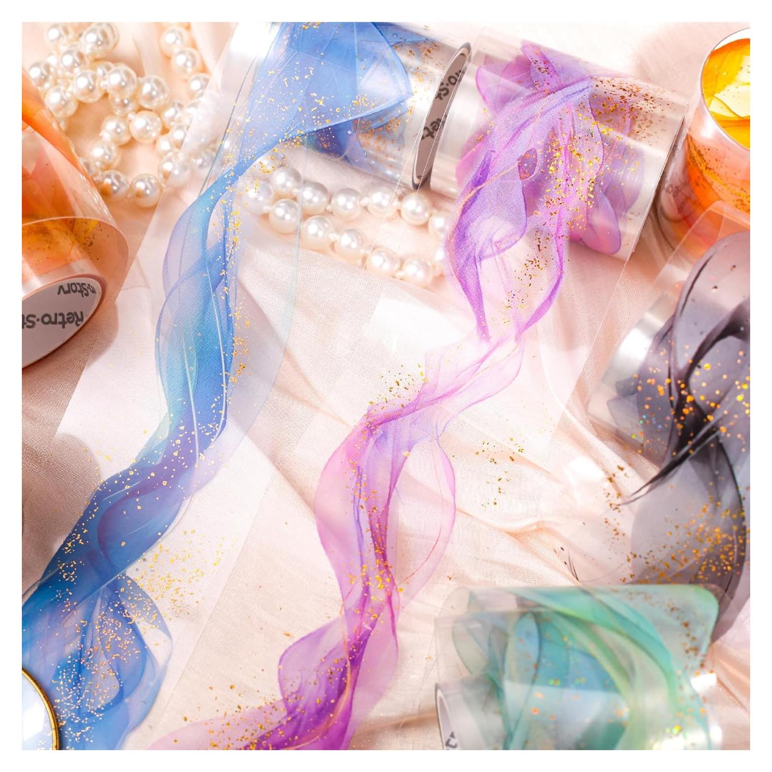 Juego de 6 Rollos de Cinta Washi Autoadhesiva Oro Fluido