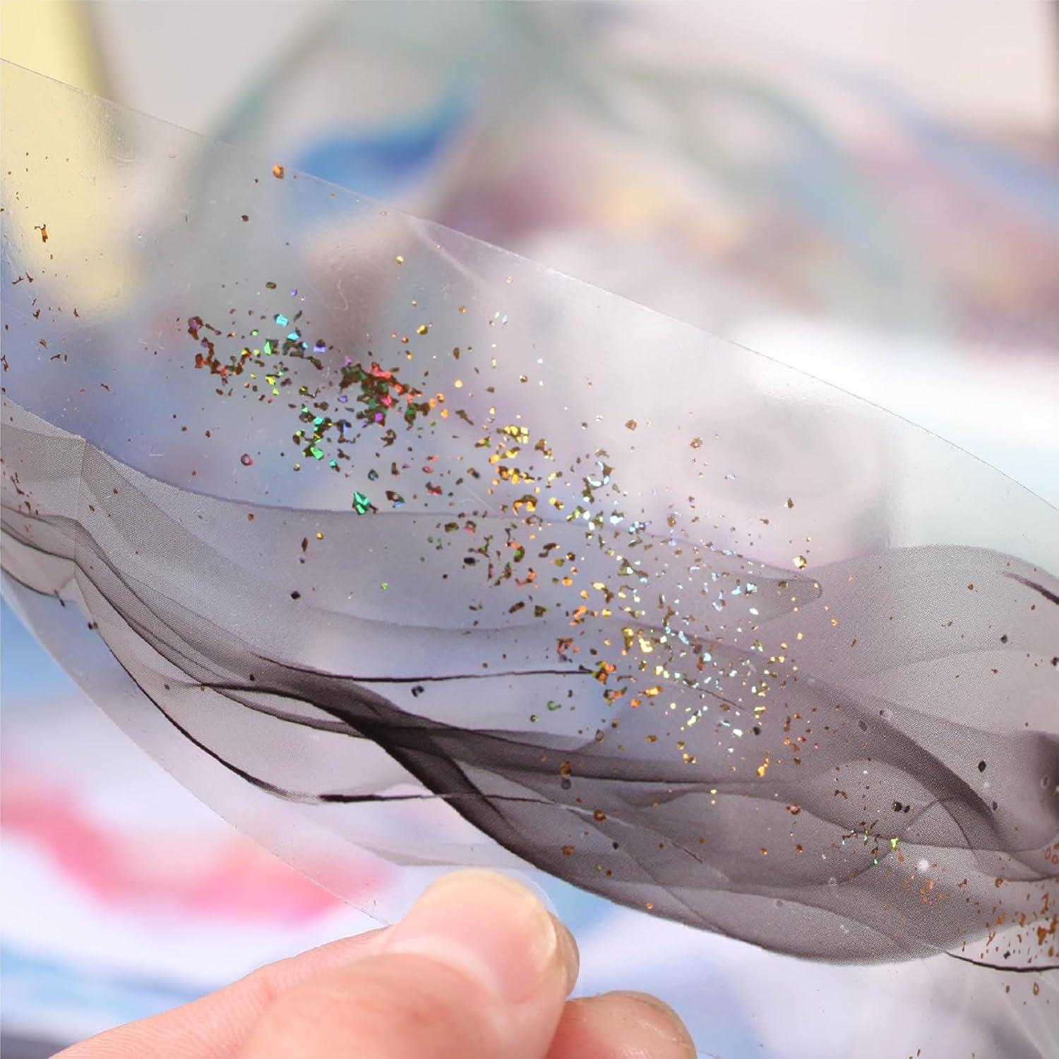 Juego de 6 Rollos de Cinta Washi Autoadhesiva Oro Fluido