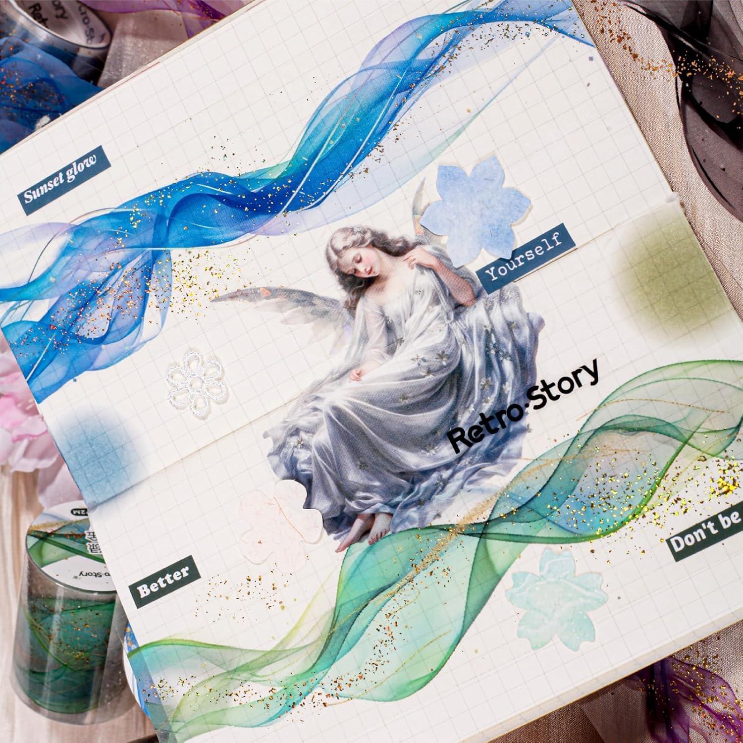 Juego de 6 Rollos de Cinta Washi Autoadhesiva Oro Fluido