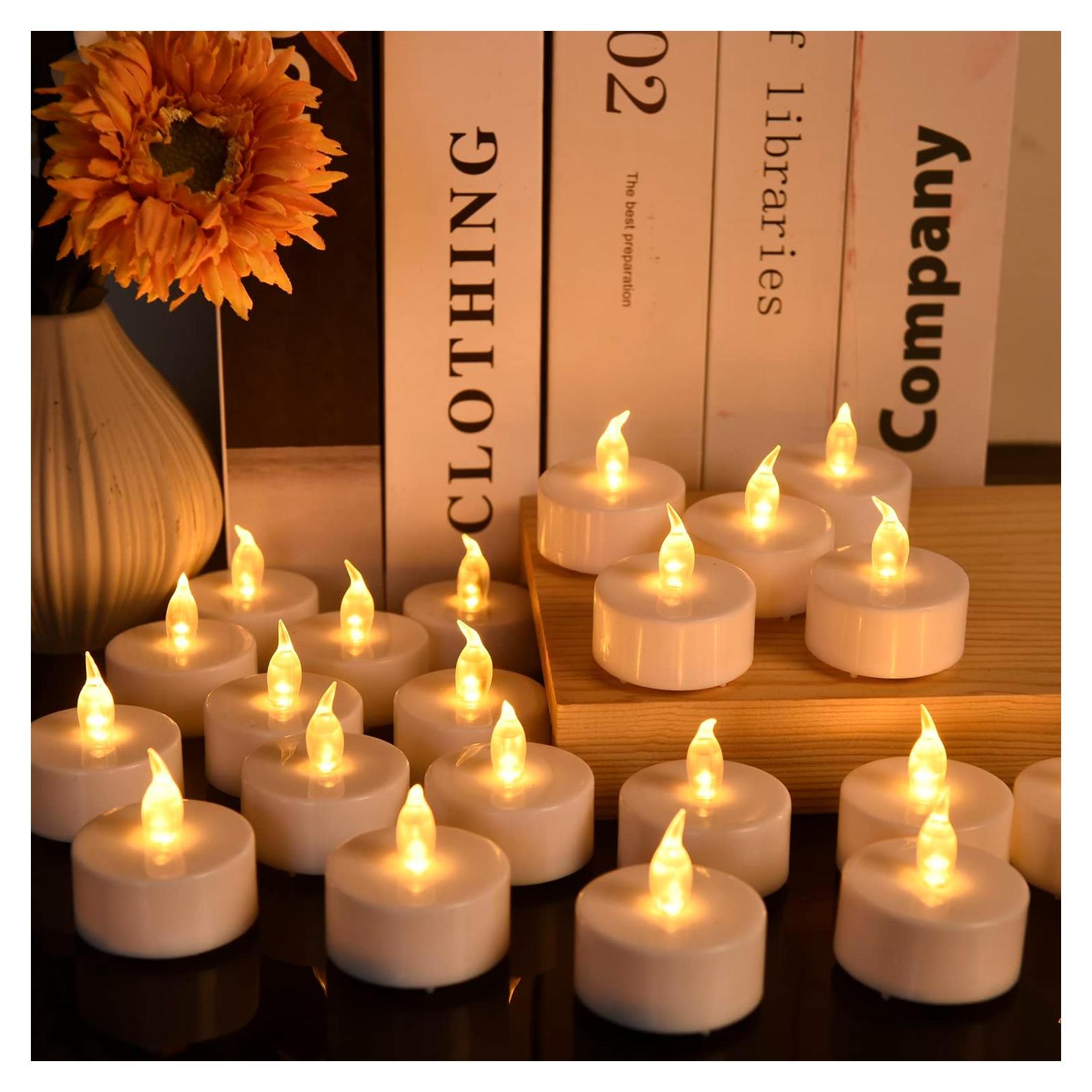 Vela Tea Light LED Biyanuo Amarillo Cálido 12 Pcs 200 Horas