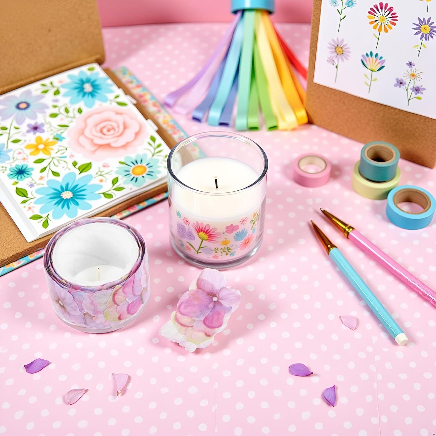 Cinta Washi Decorativa BWESOO 200 Piezas Patrones Flores