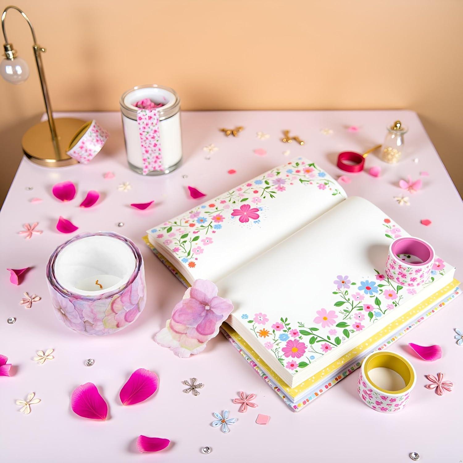 Cinta Washi Decorativa BWESOO 200 Piezas Patrones Flores