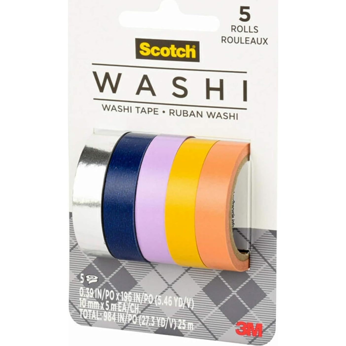 Cinta Washi Scotch Athleisure 5 Rollos para DIY y Scrapbooking