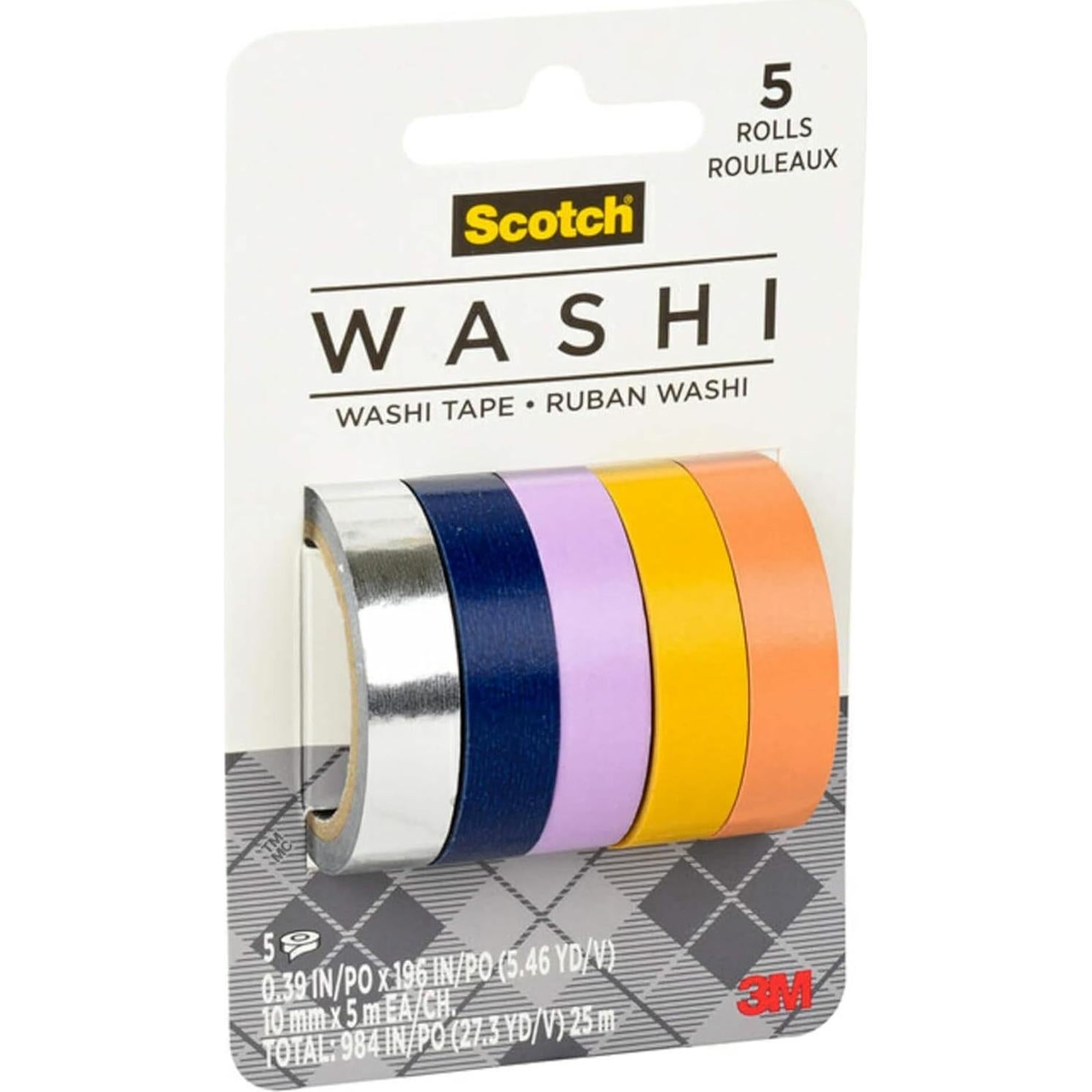 Cinta Washi Scotch Athleisure 5 Rollos para DIY y Scrapbooking