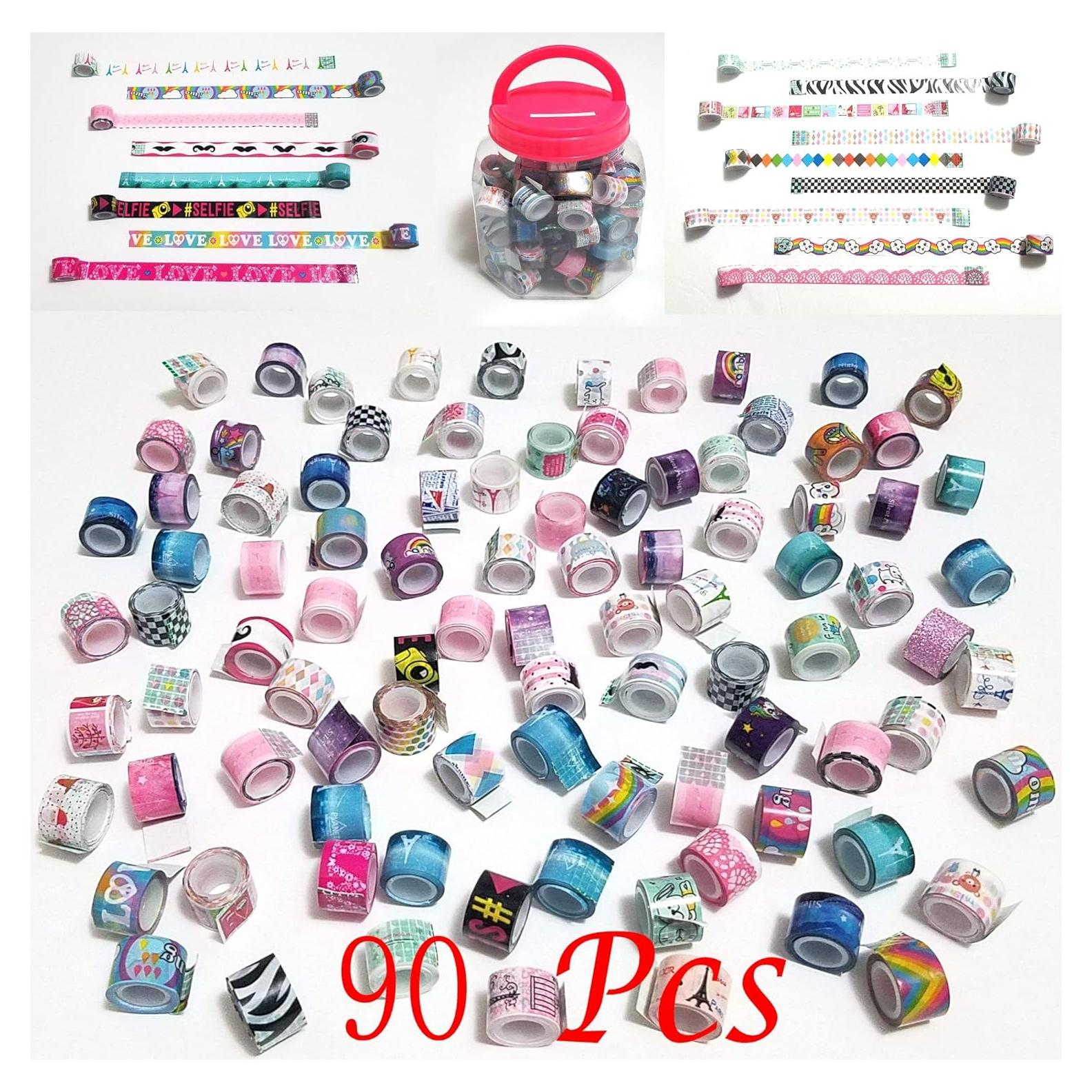 Juego de 90 Rollos de Cinta Washi Clarent 12mm x 1m Decorativa