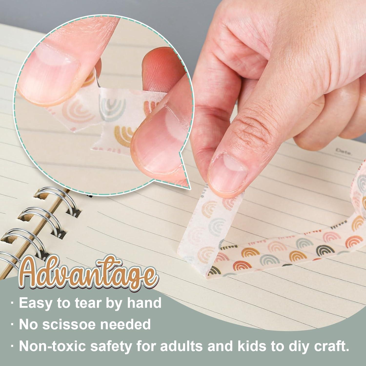 12 Rollos Cinta Washi Boho Retro Sol Arcoíris 5m x 1.5cm