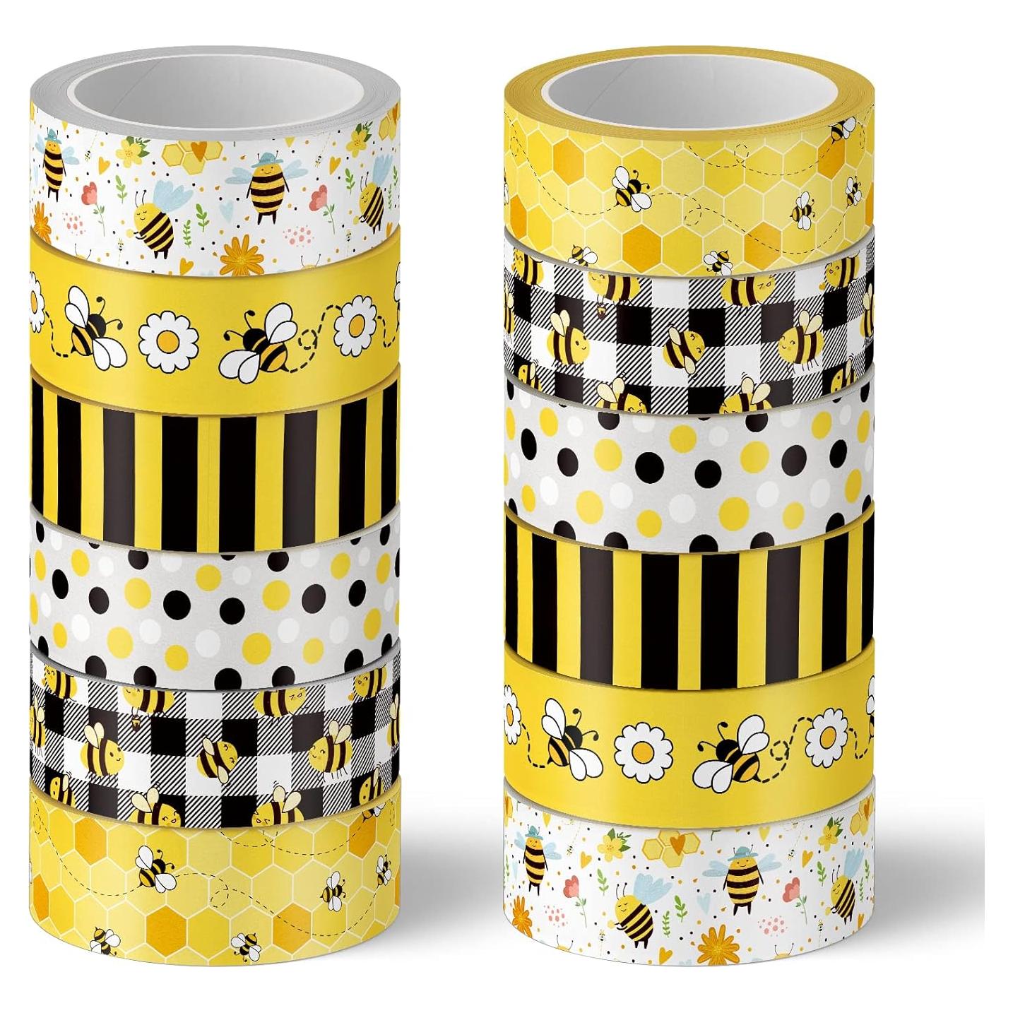 Cinta Washi Tema Abeja Whaline 12 Rollos 1.5cm x 5m