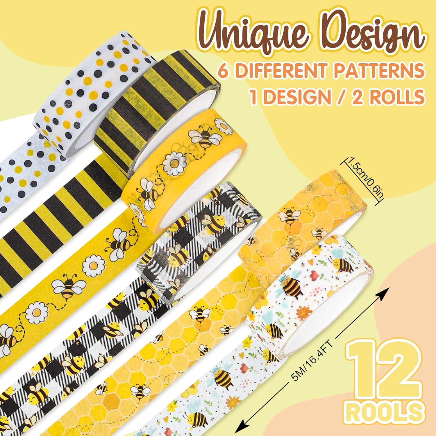 Cinta Washi Tema Abeja Whaline 12 Rollos 1.5cm x 5m