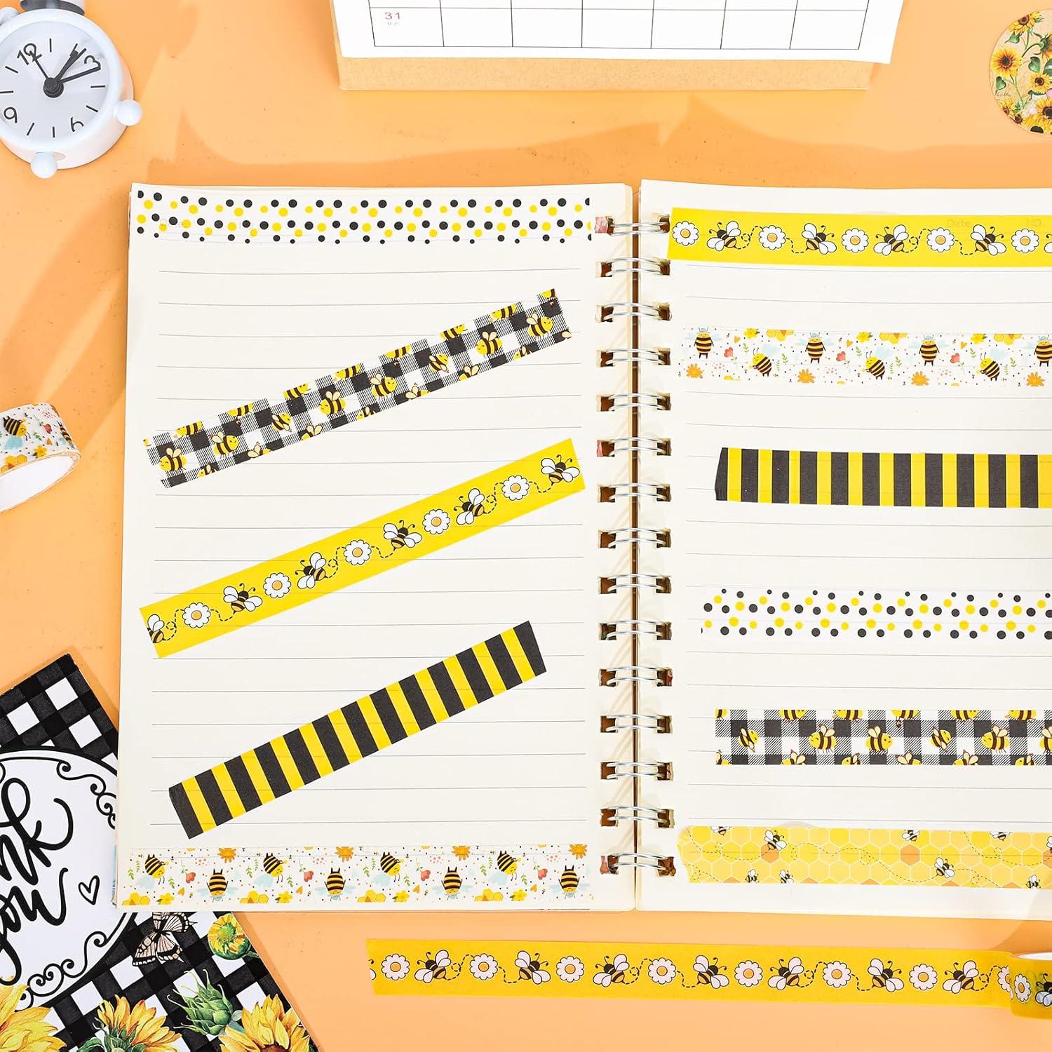 Cinta Washi Tema Abeja Whaline 12 Rollos 1.5cm x 5m