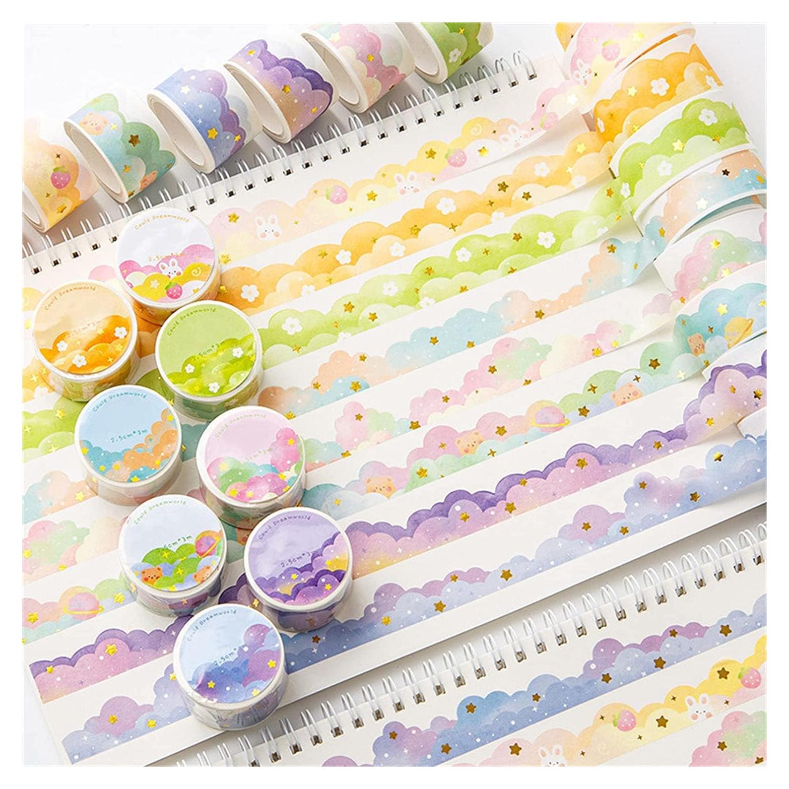 Juego de 8 Rollos de Cinta Washi QIDHJH 25mm x 3m Dorado