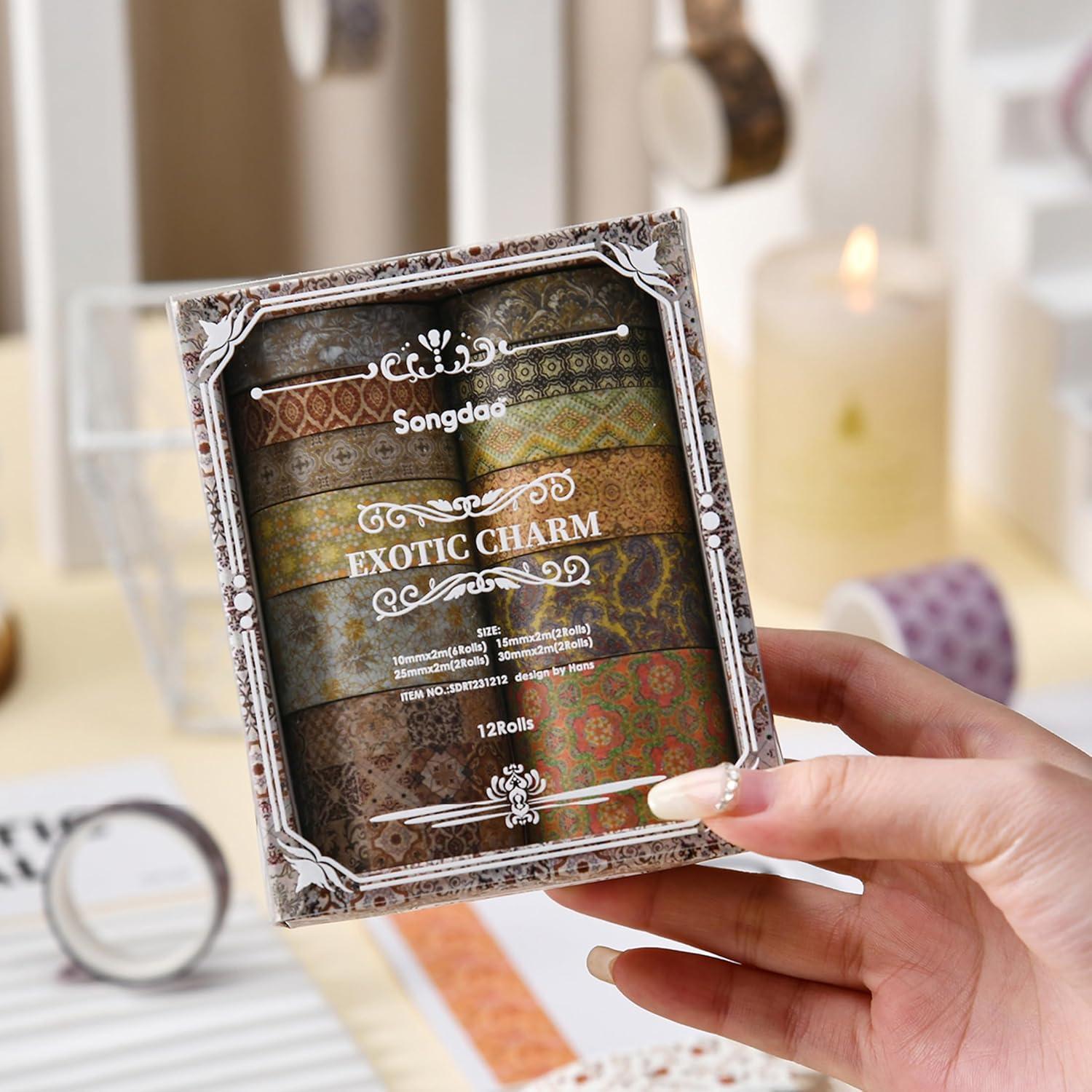 Juego de 12 Rollos de Cinta Washi Decorativa Songdao 2m