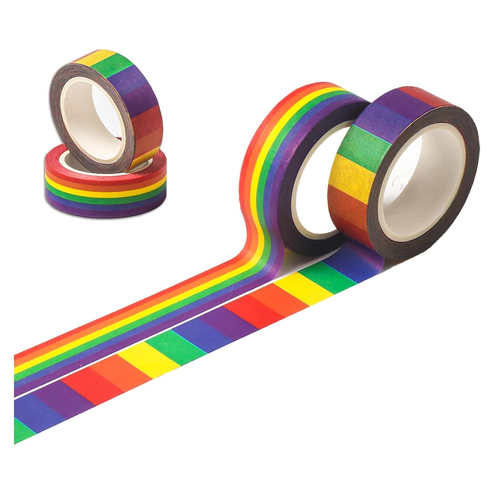 Cinta Washi Arcoíris DERAYEE - 4 Rollos Decorativos 11 Yards