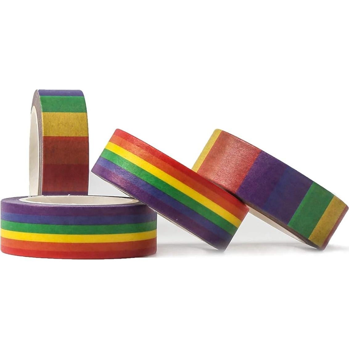 Cinta Washi Arcoíris DERAYEE - 4 Rollos Decorativos 11 Yards