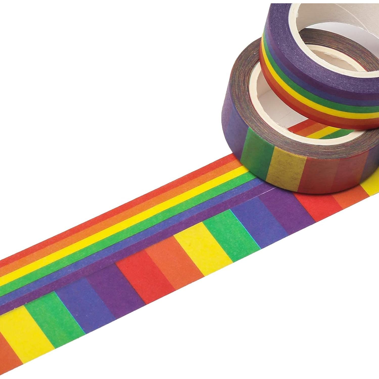 Cinta Washi Arcoíris DERAYEE - 4 Rollos Decorativos 11 Yards