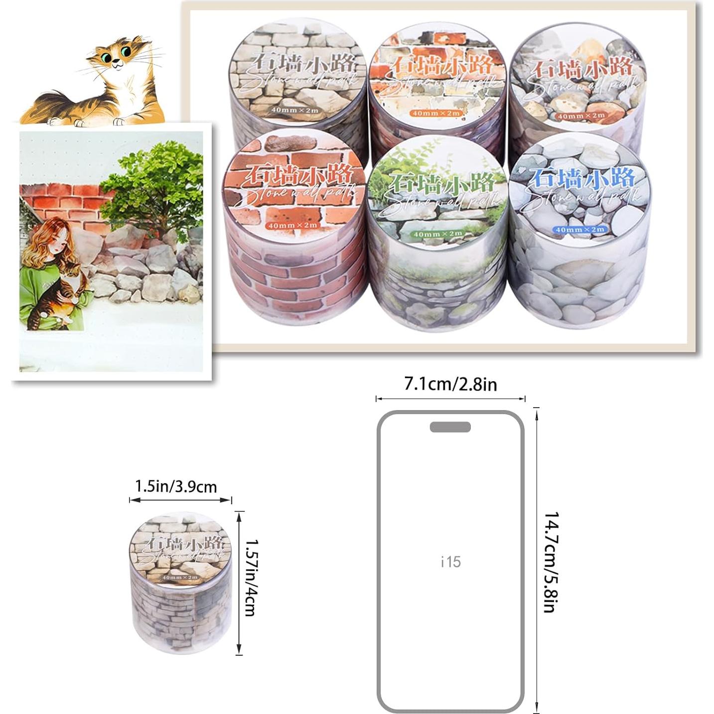 Set de 6 Rollos de Cinta Washi Floral PET 40mm x 2m - th1