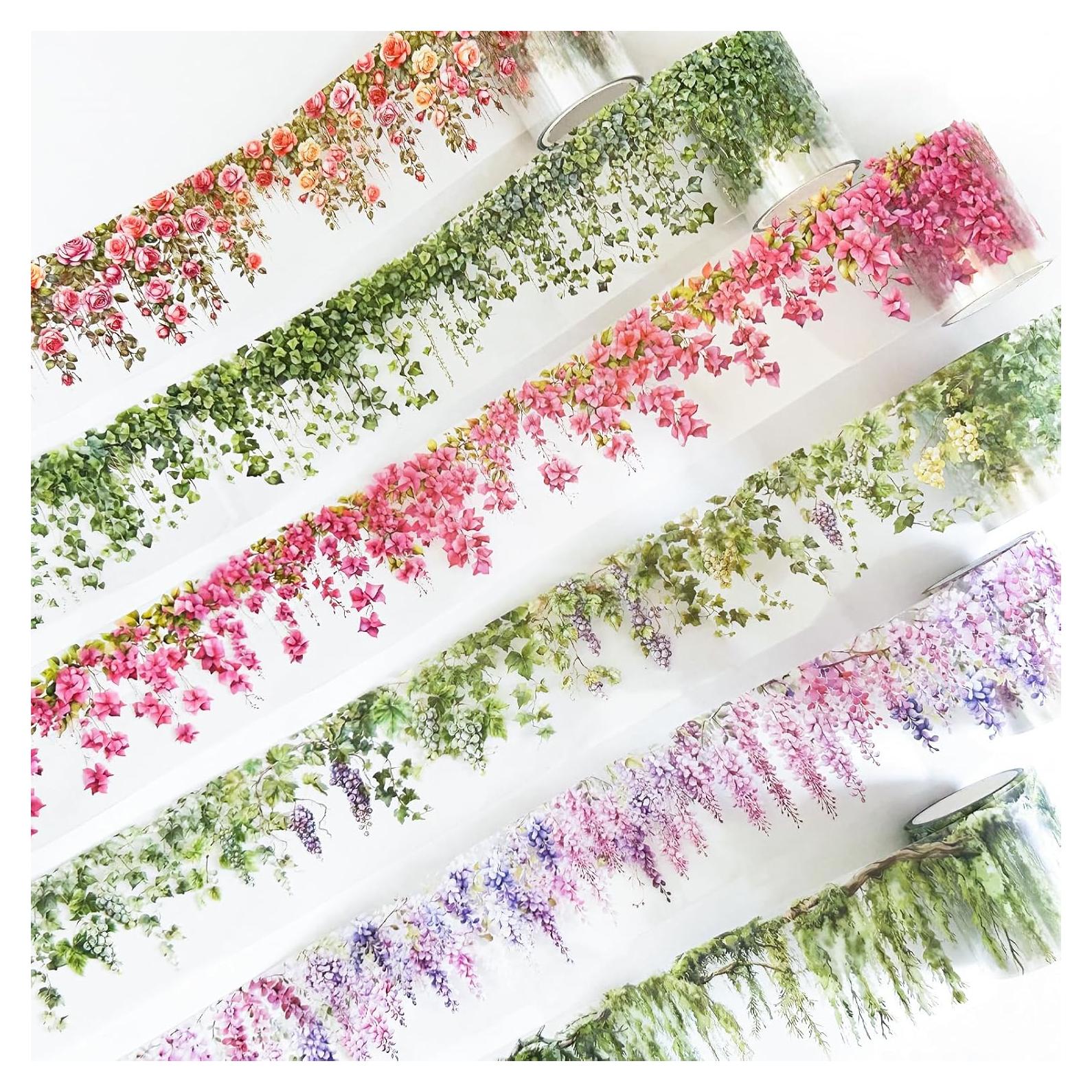 Cinta Washi PET Funincloud 6 Rollos Flores Decorativas 50mm