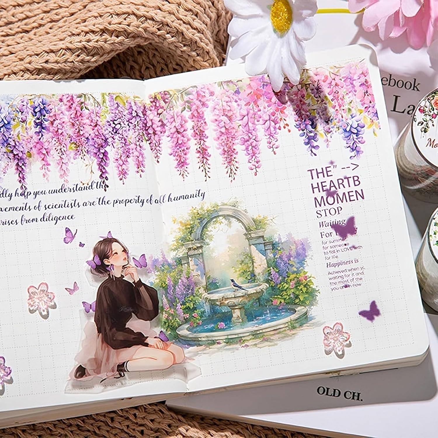 Cinta Washi PET Funincloud 6 Rollos Flores Decorativas 50mm