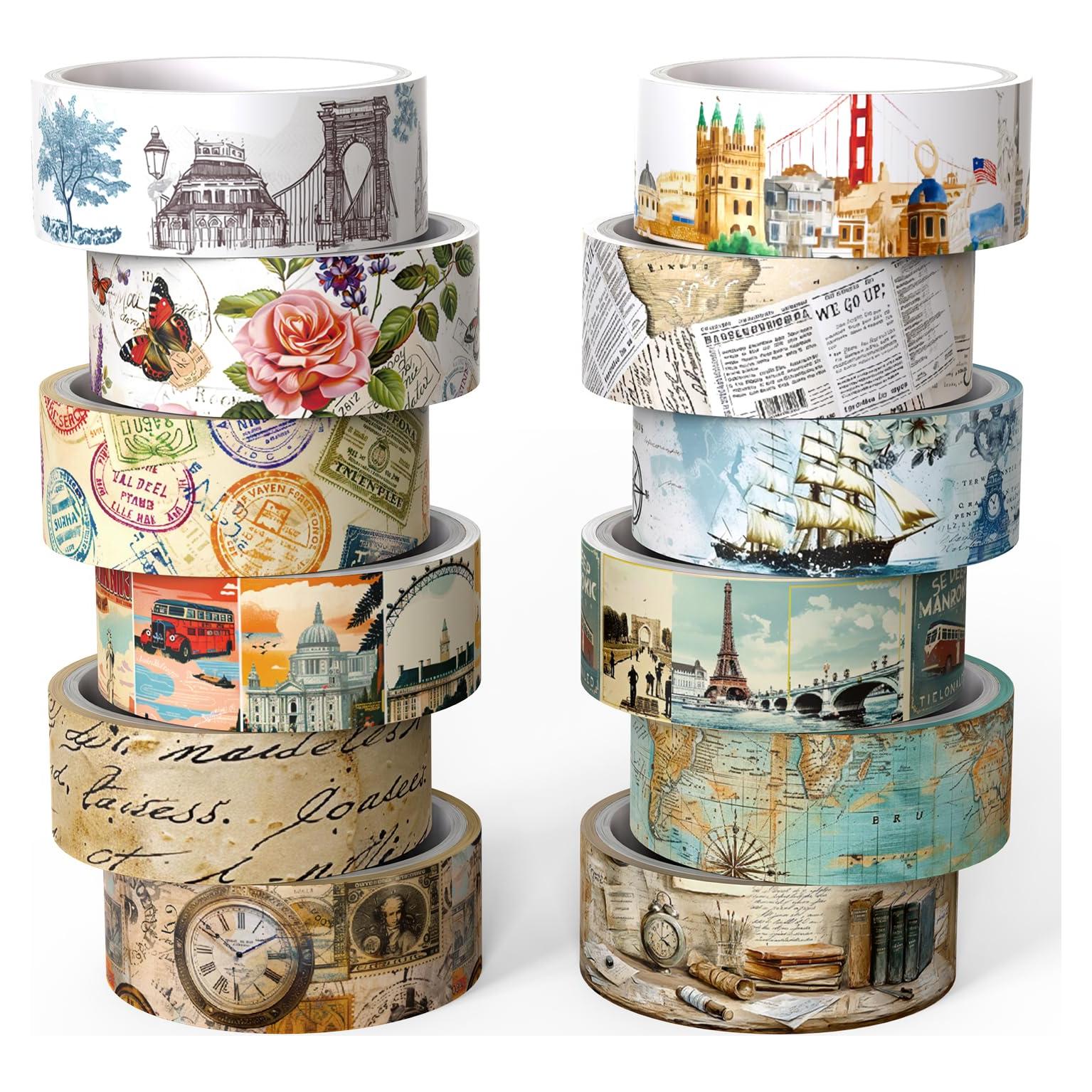 Conjunto de Cinta Washi Vintage Nikomie - 12 Rollos 15mm