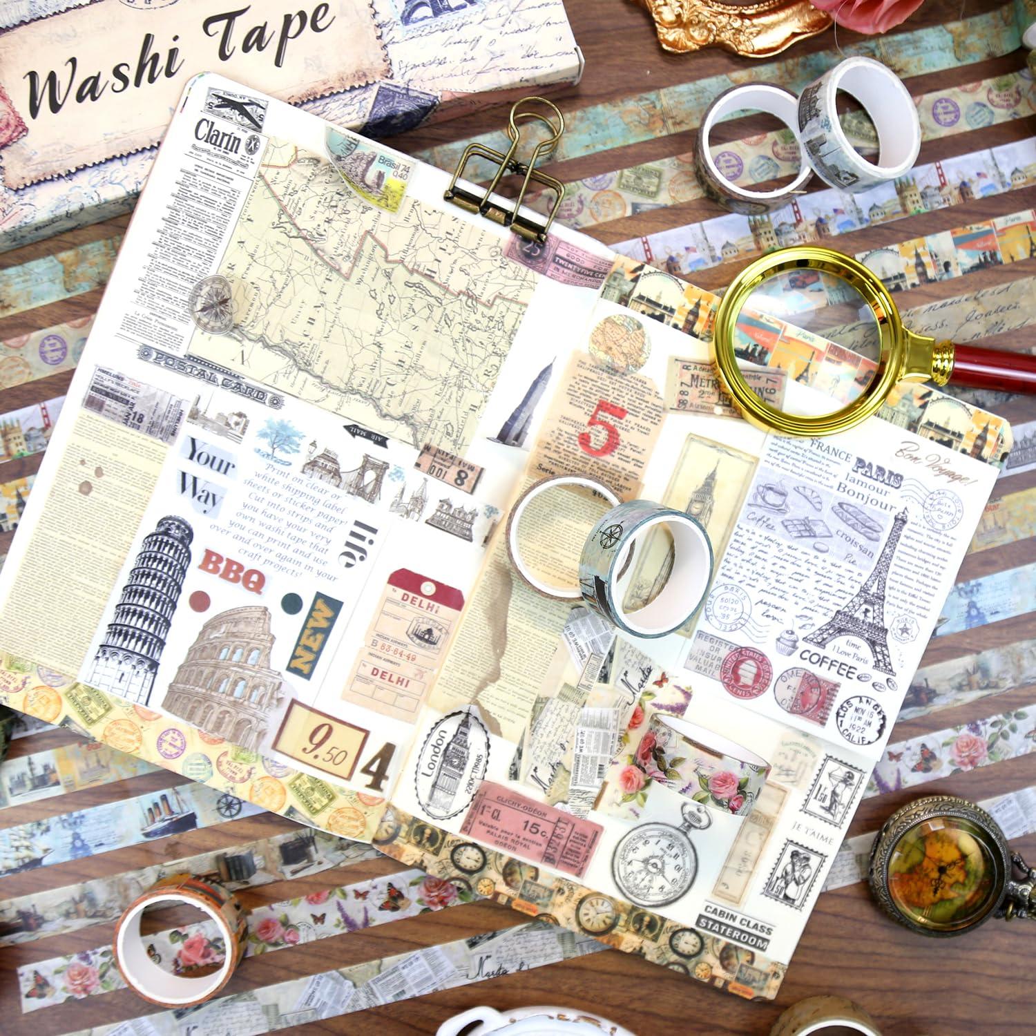 Conjunto de Cinta Washi Vintage Nikomie - 12 Rollos 15mm