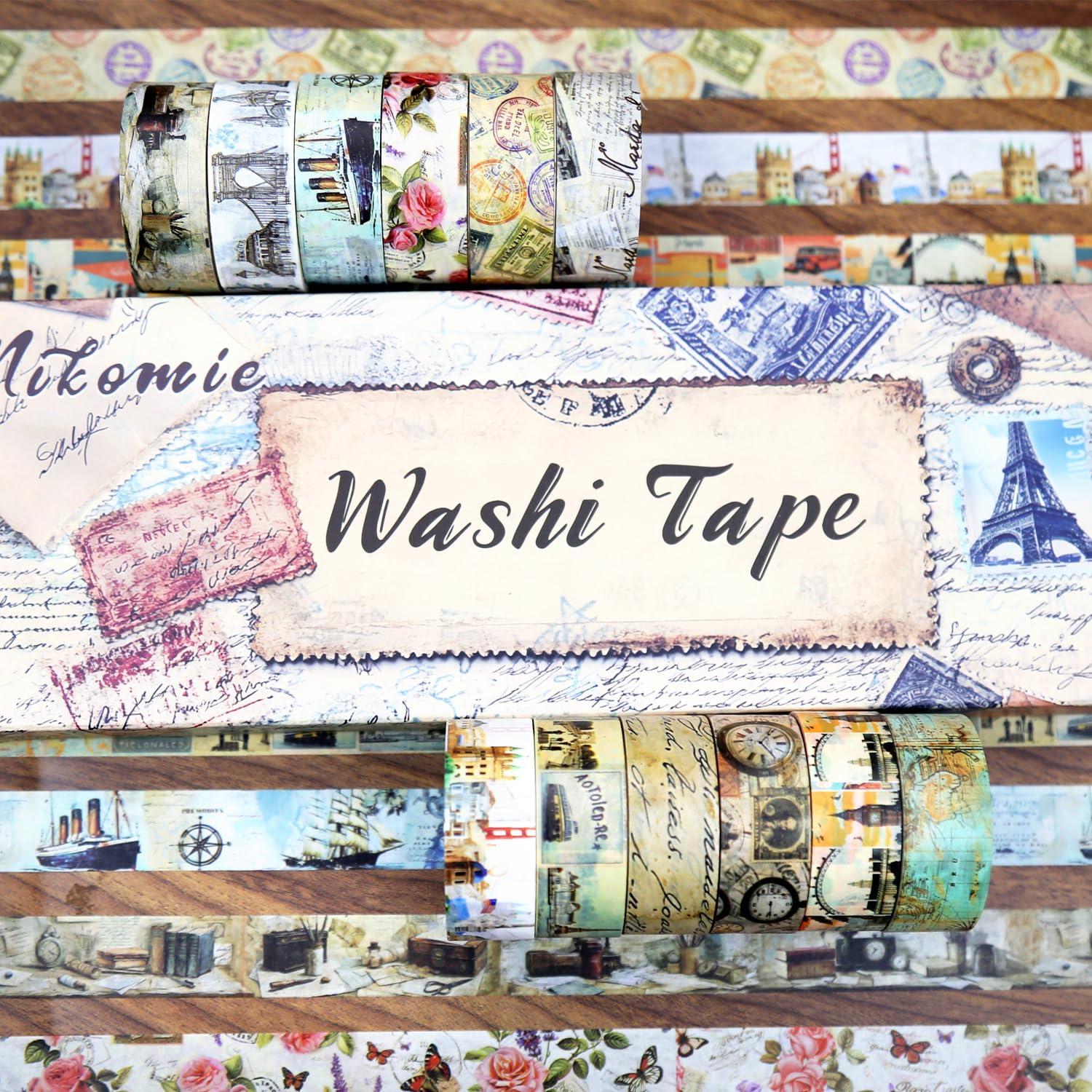 Conjunto de Cinta Washi Vintage Nikomie - 12 Rollos 15mm
