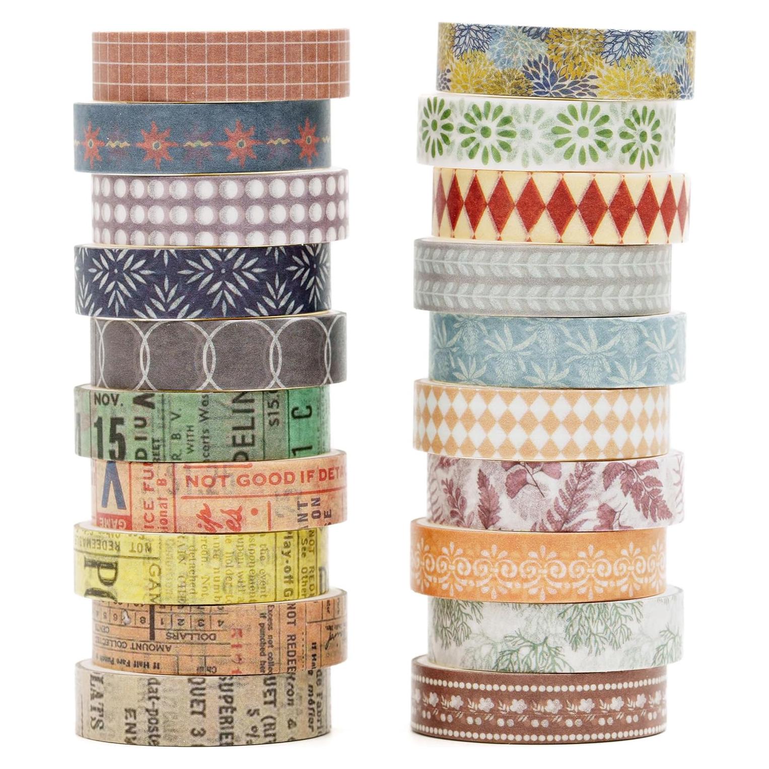 Cinta Washi YUBBAEX 20 Rollos 10mm x 2m Colección 4-Romance