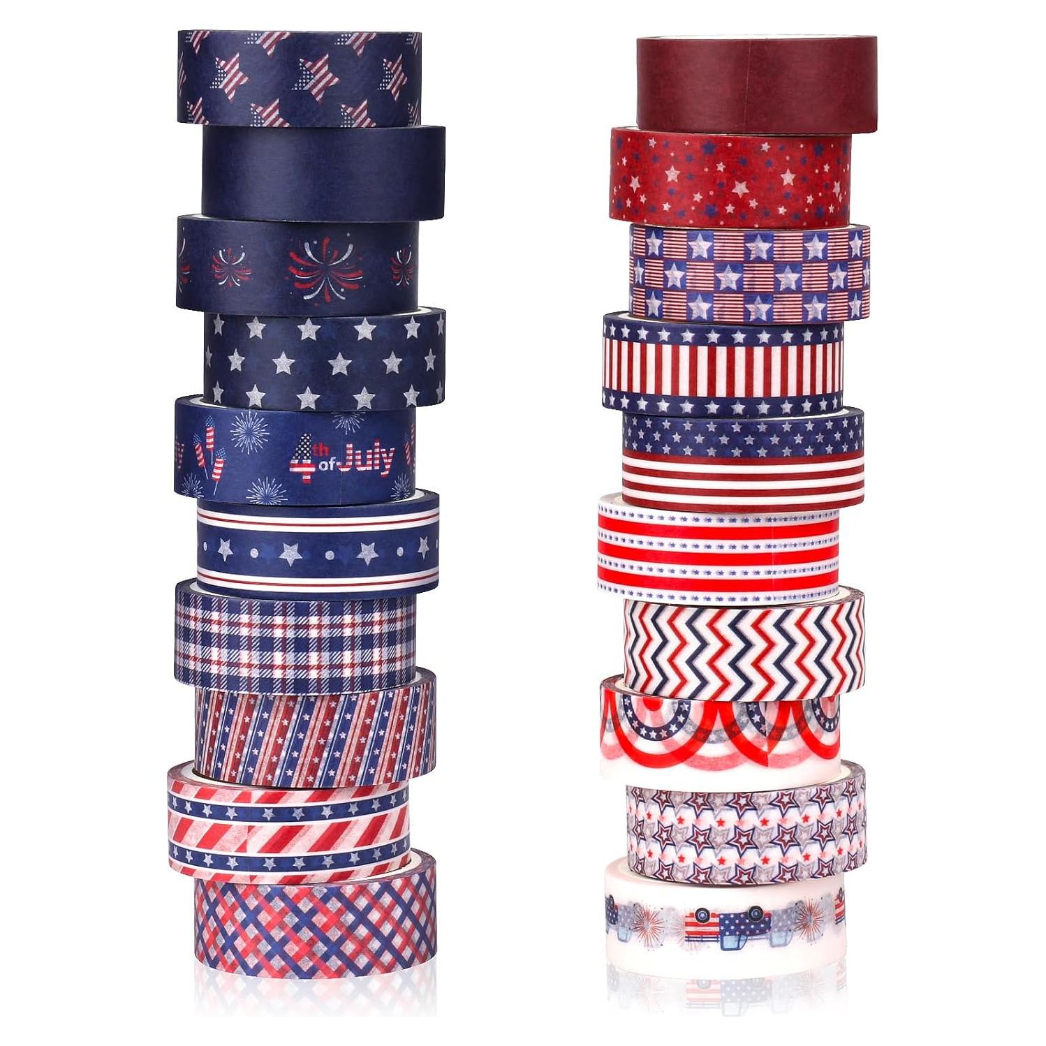 20 Rollos de Cinta Washi Patriótica Abilat para Decoración