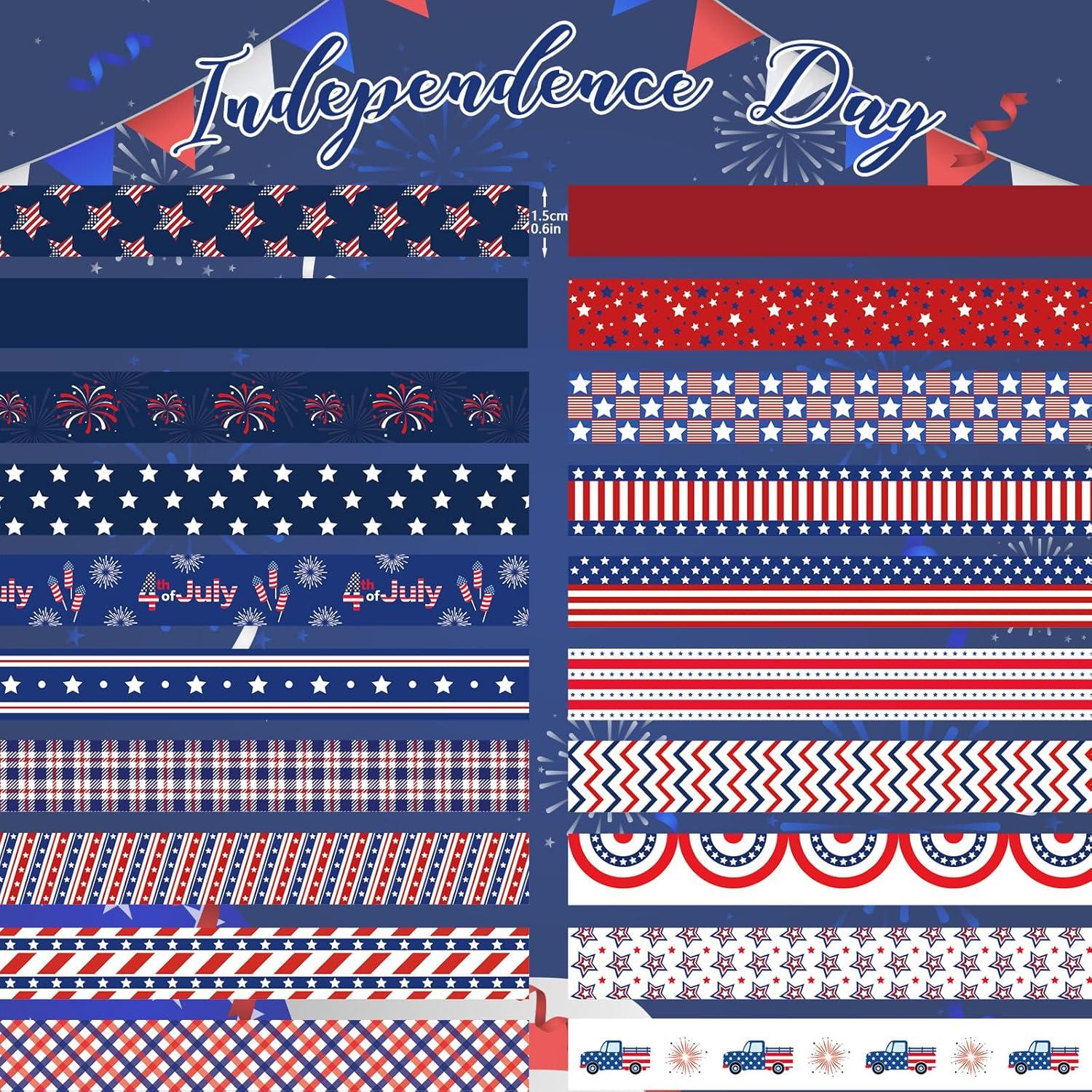 20 Rollos de Cinta Washi Patriótica Abilat para Decoración