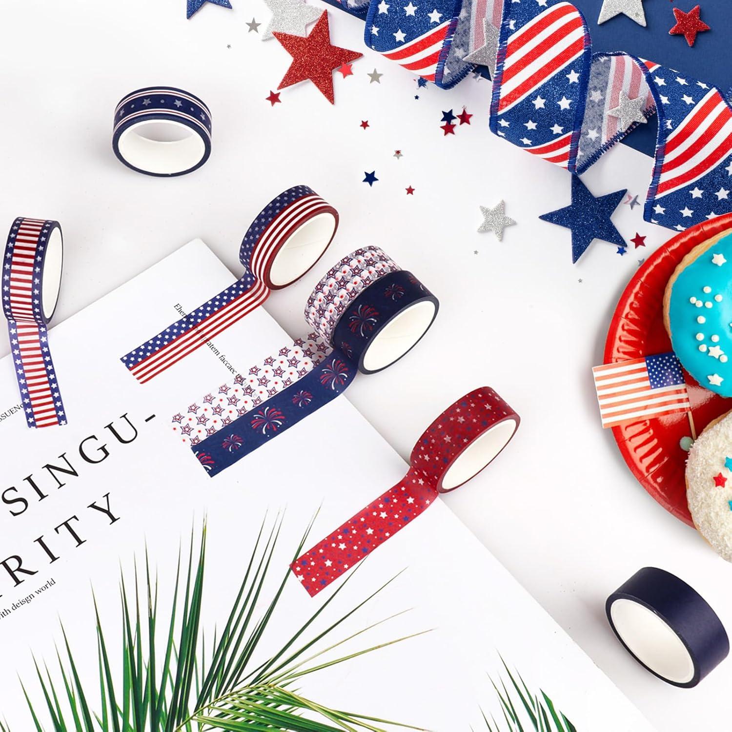 20 Rollos de Cinta Washi Patriótica Abilat para Decoración