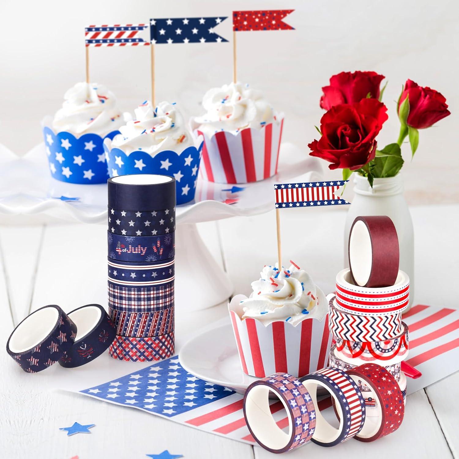 20 Rollos de Cinta Washi Patriótica Abilat para Decoración