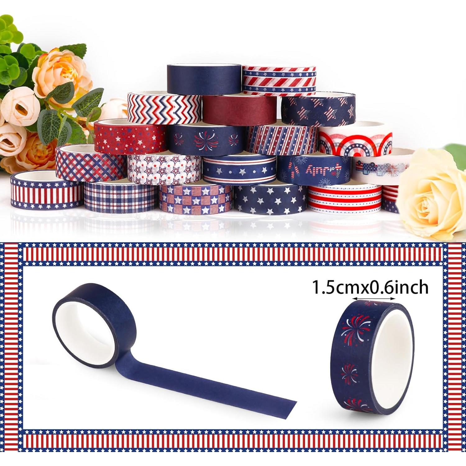 20 Rollos de Cinta Washi Patriótica Abilat para Decoración