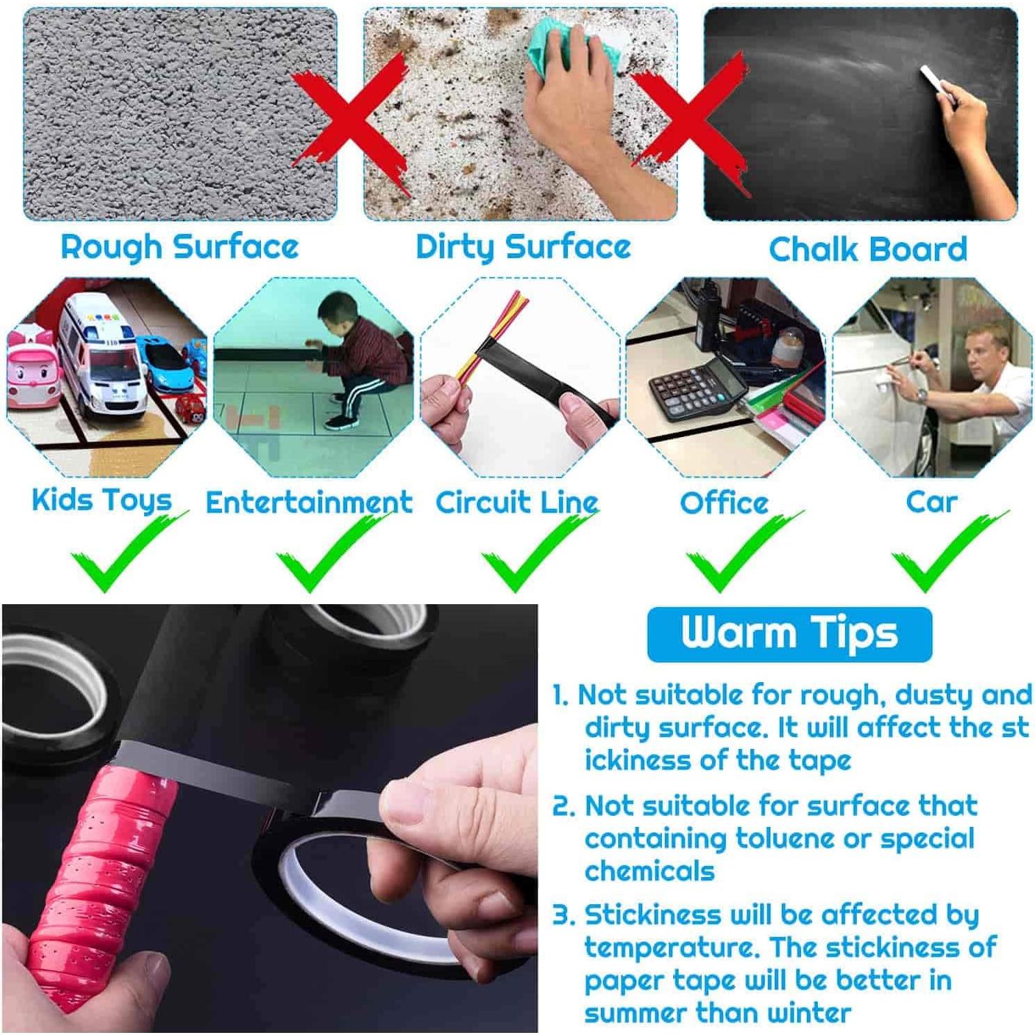 Cinta de Pinstripe Audab 6 Rollos 6 mm Negro para Pizarra