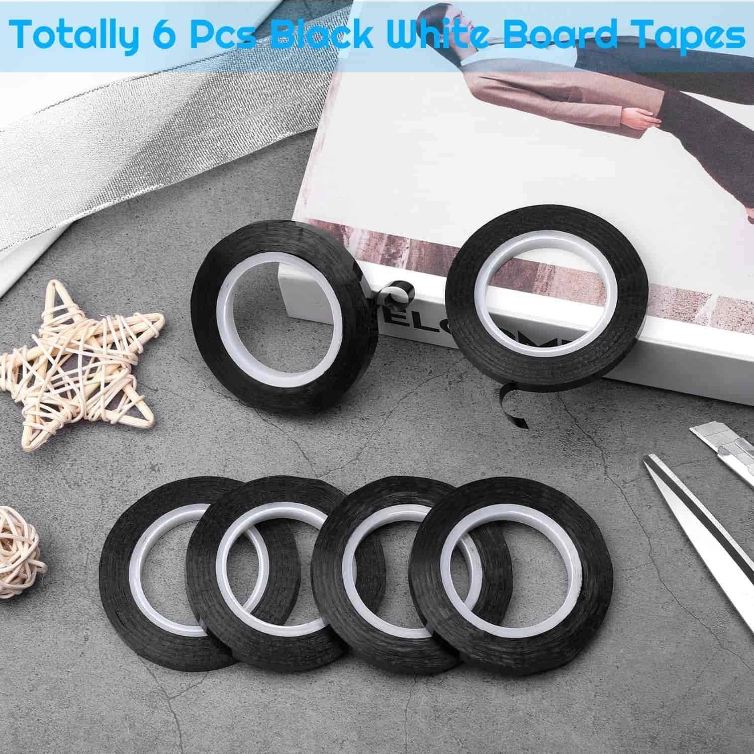 Cinta de Pinstripe Audab 6 Rollos 6 mm Negro para Pizarra