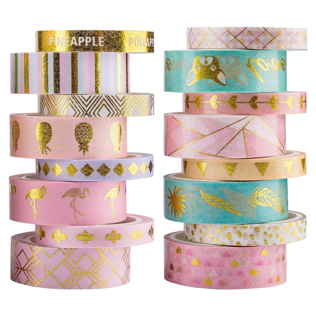 Cinta Washi Yubbaex Set de 16 Rollos Decorativos 8mm y 15mm