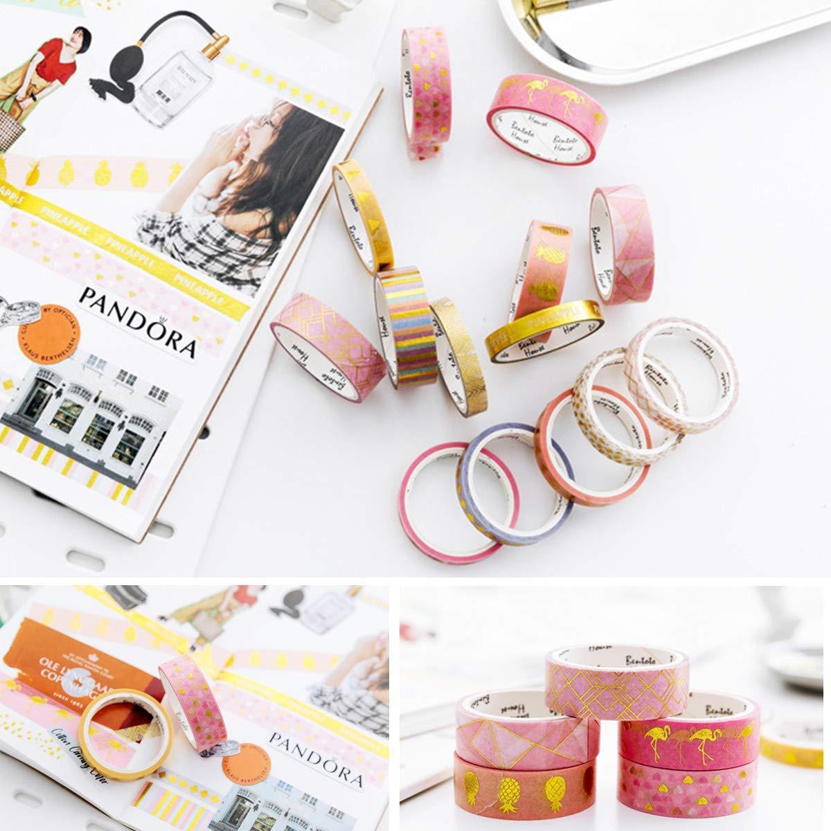 Cinta Washi Yubbaex Set de 16 Rollos Decorativos 8mm y 15mm