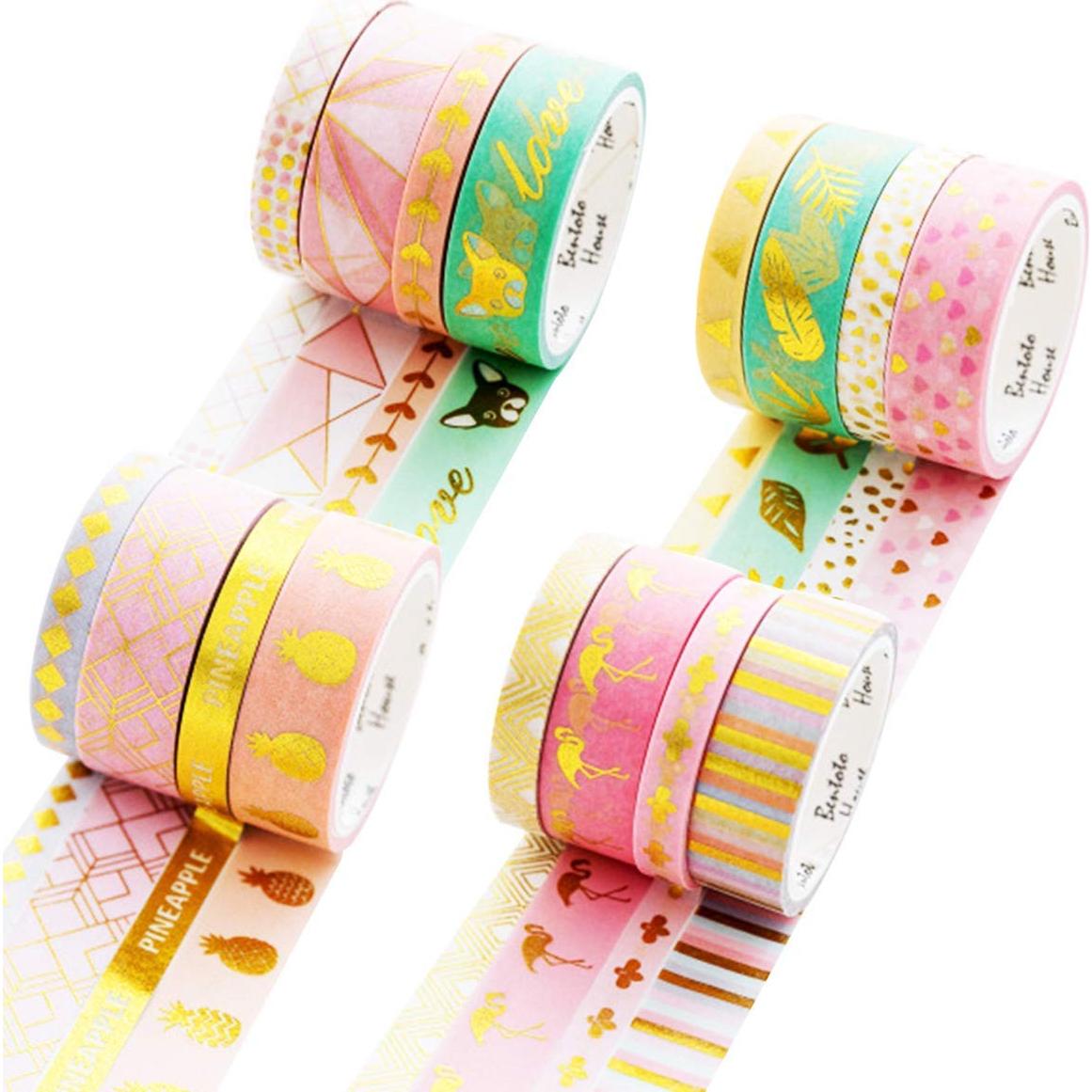 Cinta Washi Yubbaex Set de 16 Rollos Decorativos 8mm y 15mm