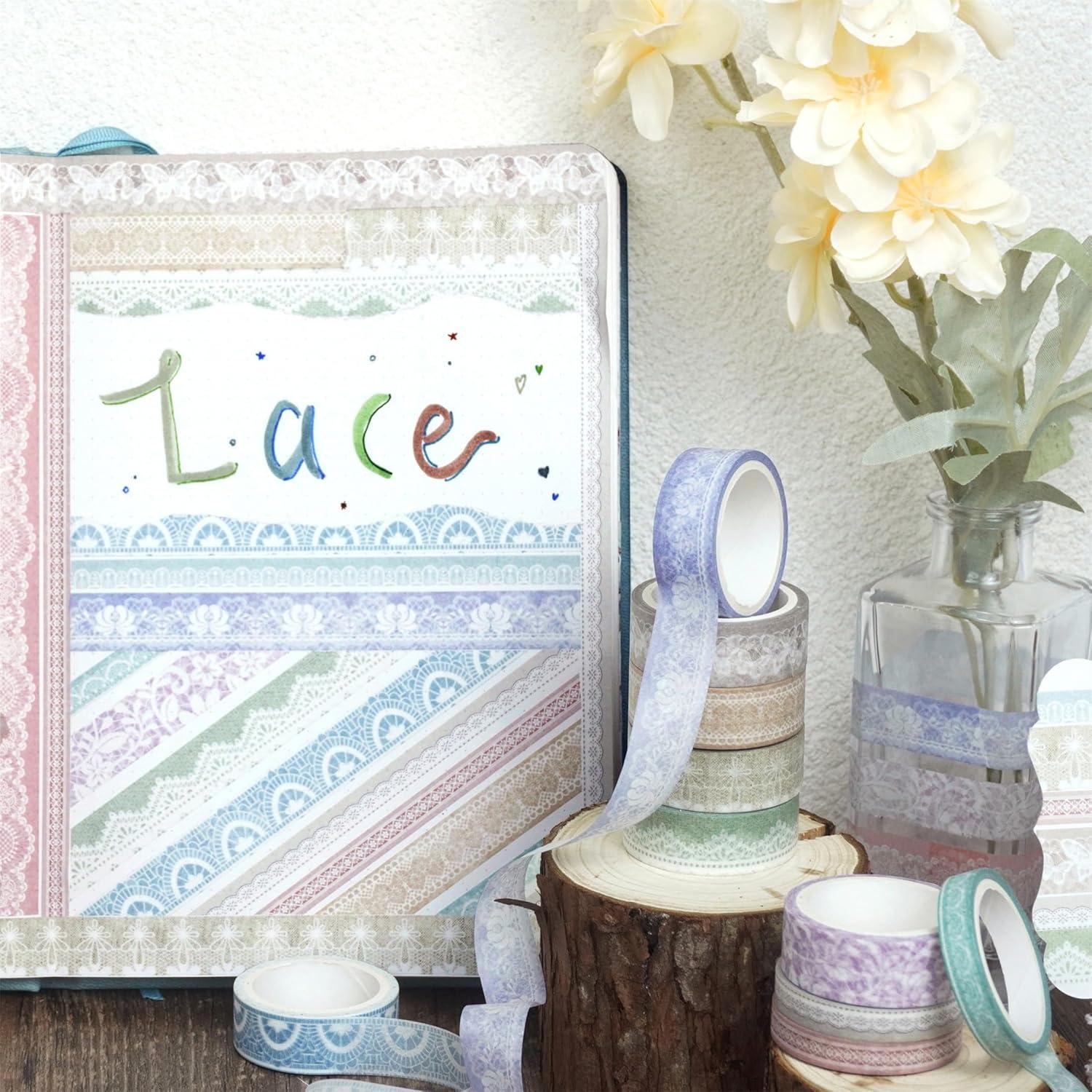 Set de 12 Rollos de Cinta Washi Yubbaex Vintage Floral 7.5mm y 15mm