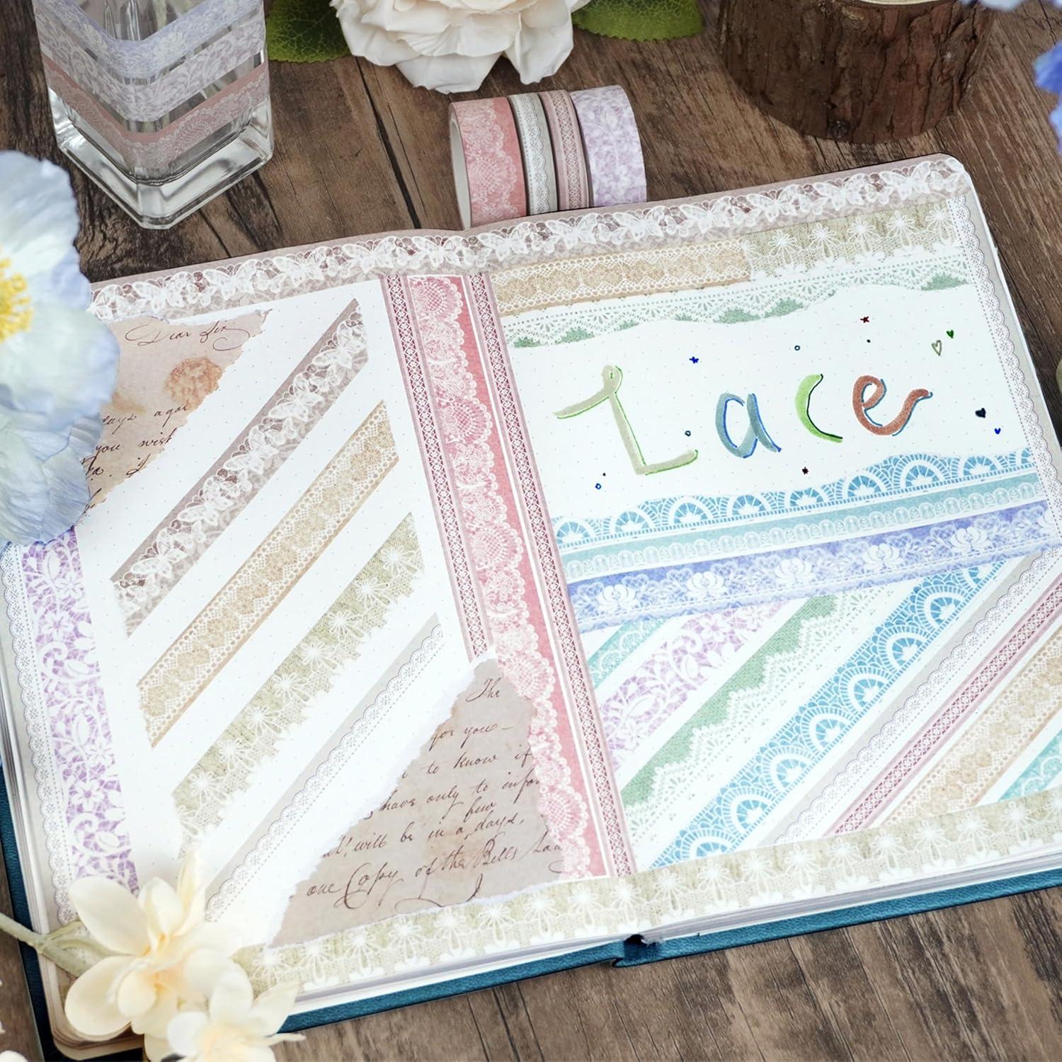 Set de 12 Rollos de Cinta Washi Yubbaex Vintage Floral 7.5mm y 15mm