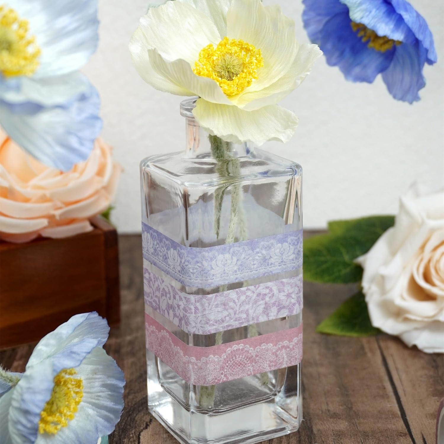 Set de 12 Rollos de Cinta Washi Yubbaex Vintage Floral 7.5mm y 15mm