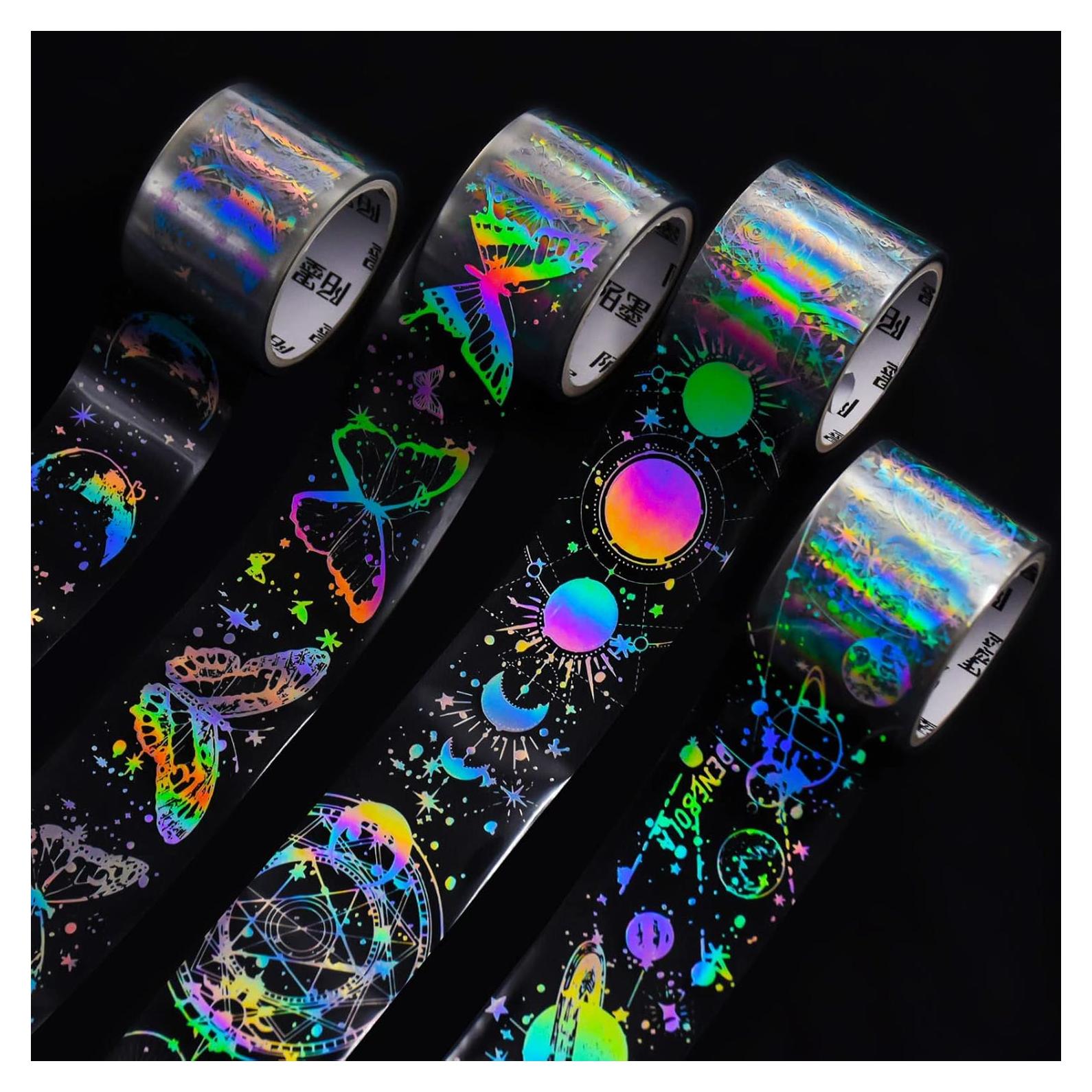 4 Rollos de Cinta Holográfica PET BROVITI para Scrapbooking