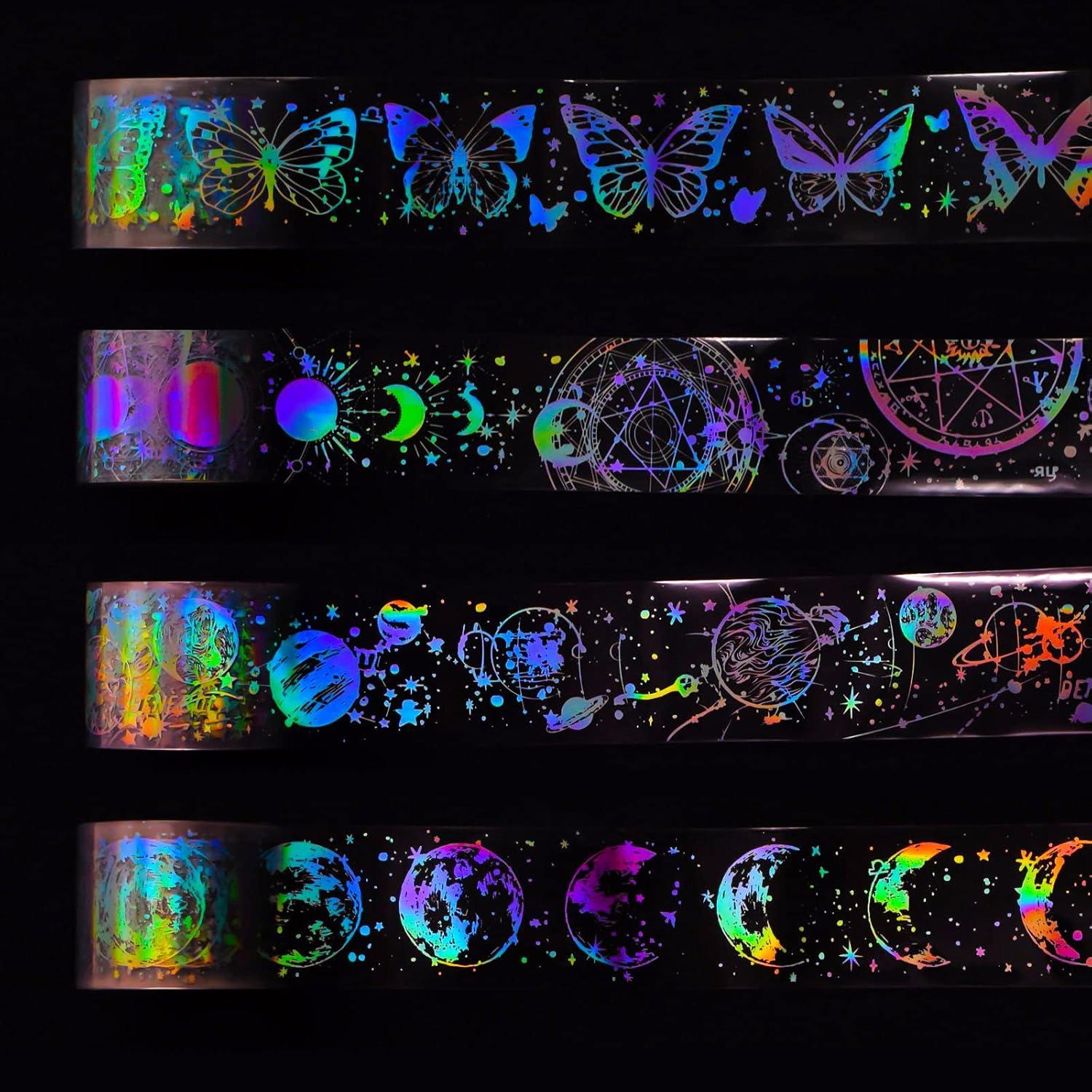 4 Rollos de Cinta Holográfica PET BROVITI para Scrapbooking